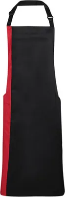 Immagine prodotto di Premier Workwear PR162 | Grembiule con pettorina a contrasto - 72 x 86 cm - Lavabile fino a 60 °C - Colore: nero/rosso (circa Pantone 200) - Dimensioni: 72 x 86 cm