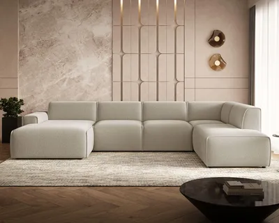 Produktbild von GrainGold Ecksofa U-Form Rechts Belluno - Moderne Ecksofa, Wohnzimmer Ecksofa - Eckcouch Beige (Quelle 05)