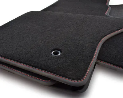 Immagine prodotto di Tappetini adatti per Hyundai i20 (cuciture: rosso) Tappetini per auto di qualità originale Premium velours, neri, 4 pezzi