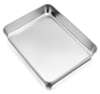Rechteckige Backform aus Edelstahl, 26,5x20,5x4,7 cm, für Kuchen & Lasagne