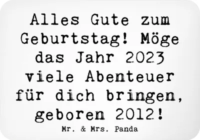 Produktbild von Mr. & Mrs. Panda magnet Spruch 2012 Geburtstag - Weiß - Geschenk, Erinnerung, zettelhalter, Kühlschrankmagnet, Glückwunsch, geboren, Alter, liebevolle Botschaft