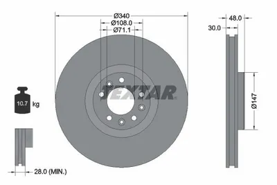 Produktbild von 2 Textar Bremsscheiben vorne für Citroen C5 C6 Peugeot 407 508