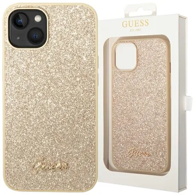 Produktbild von Guess GUHCP14SHGGSHD iPhone 14 / 15 / 13 6.1" gold hard case Glitter Script Schutzhülle