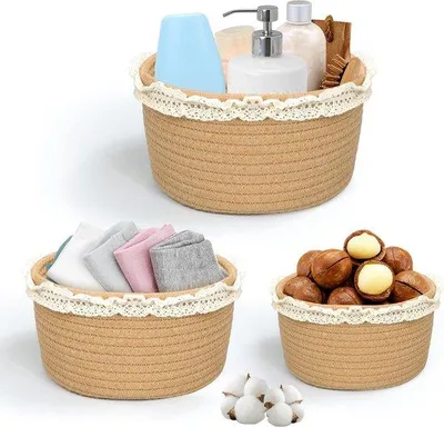 Produktbild von Famanu Aufbewahrungskorb aus Baumwollseil - Jute, 3er-Pack