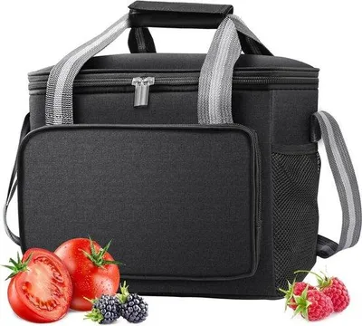 Produktbild von Unyqoos® Kühltasche 15 L – faltbare Lunch- & Picknicktasche, Polyester mit EVA-Isolierung, 30×23×23 cm, schwarz, 320 g