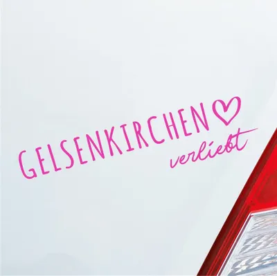 Produktbild von Auto Aufkleber Gelsenkirchen verliebt Herz Stadt Heimat Liebe Car 19x5 cm Pink Sticker Heckscheibenaufkleber