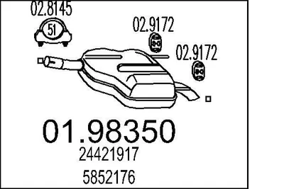 Produktbild von MTS 01.98350 Endschalldämpfer für OPEL Vectra C Caravan (Z02) Auspuff