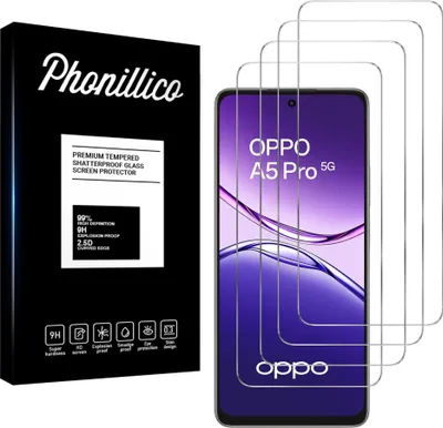 Image de Verre trempé pour Oppo A5 Pro 5G [4 pièces] Film de protection d'écran anti-rayures verre résistant Phonillico®