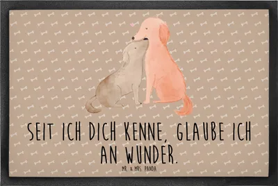 Produktbild von Mr. & Mrs. Panda Schmutzfangmatte Hunde Liebe 60 x 90 cm - Hundeglück - Geschenk, Bodenvorleger, Türvorleger, fußmatte, Optimitisch, Schmutzmatte, Fussmatte, Vertrauen
