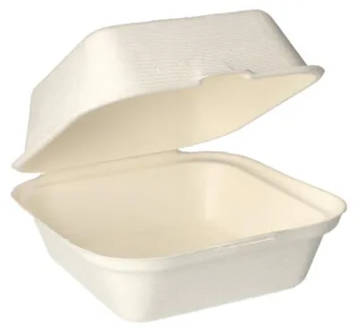 Produktbild von 500 Hamburger-Boxen, Zuckerrohr "pure" 8 cm x 14 cm x 15 cm weiss