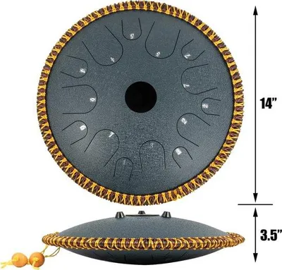 Immagine prodotto di Famanu Handpan da 14 pollici - tonalità di Do minore, colore blu navy, con custodia per il trasporto