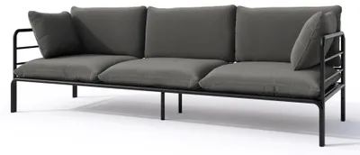 Produktbild von Selsey Worcully - Garten-Sofa 3-Sitzer, wasserabweisend, anthrazit/schwarzes Gestell