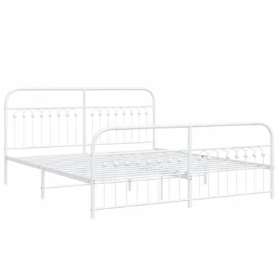 Produktbild von Bettgestell mit Kopf- und Fußteil Metall Weiß 183x213 cm
