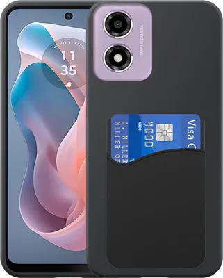 Image de Convient pour Motorola Moto G Play 2024 Phone Case with Silicone Card Holder - Flexible Back Cover Case Silicone TPU with Silicone Cardslot - Black - Smartphonics