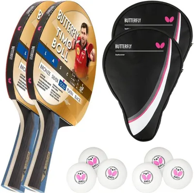 Produktbild von Butterfly 2x Timo Boll Gold 85021 Tischtennisschläger + 2x Tischtennishülle Drive Case + 6x 40+ 3*** Tischtennisbälle