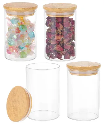 4er-Set Glasbehälter 300 ml mit Holzdeckel für Gewürze