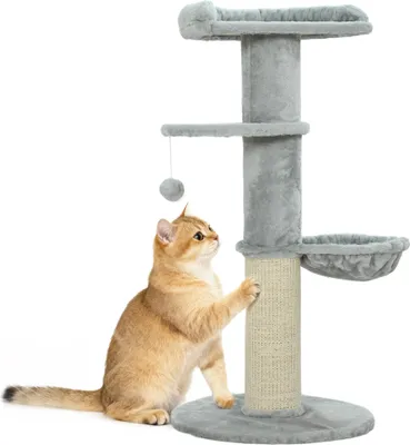 Produktbild von PawHut Kratzbaum, 103,5 cm hoch Katzenbaum mit Hängematte, baumelndem Spielball