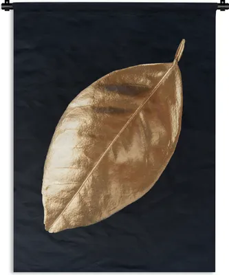 Produktbild von MuchoWow® Wandteppich Wandbehang Blätter - Schwarz und Gold - Luxus - Natur - Pflanzen 120x160 cm Tapisserie Dekoration Wandtuch - Wohnzimmer - Moderne