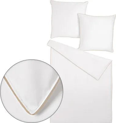 Produktbild von Traumschlaf Uni Bettwäsche White Collection Pipping Kissenbezug einzeln 70x90 cm taupe