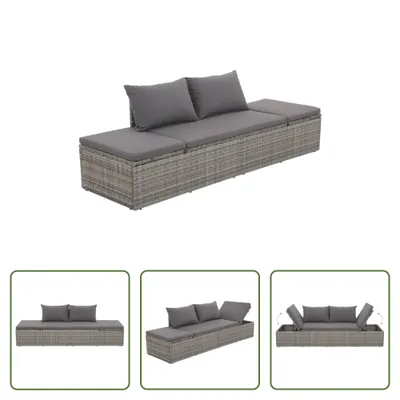 Produktbild von The Living Store Gartenbett Grau 195×60 cm Poly Rattan