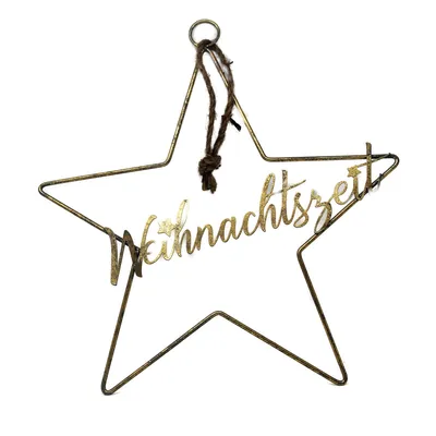 Produktbild von Weihnachtsstern Metall Gold mit Inschrift Weihnachtszeit 40x42cm