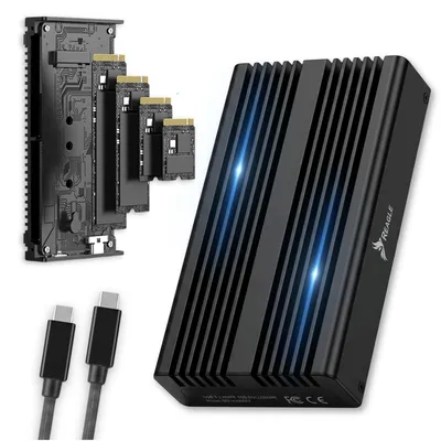 Produktbild von Reagle USB4 M.2 NVMe SSD Gehäuse 40 Gbit/s, kompatibel mit Thunderbolt 4/3, für PCIe M-Key/B+M-Key 2230–2280 bis 8 TB, Schwarz