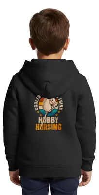 Produktbild von Spreadshirt Cooler Than You Think | Hobby Horsing Kinder Premium Organic Zip Hoodie, 146/152 (10 Jahre), Schwarz