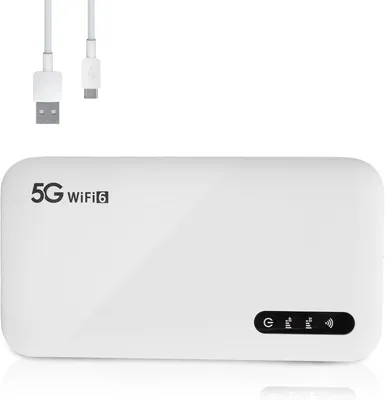 Zdjęcie produktu dla Przenośny router hotspot 5G WiFi, prędkość ultranowoczesna 2,77 Gbps, obsługa 16 urządzeń, bateria 6100 mAh, WiFi 6, 5G NR / 4G TDD