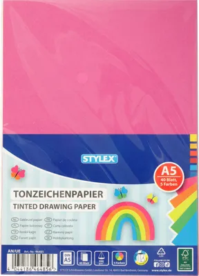 Produktbild von STYLEX 46485 - Tonpapier 40 Blatt Bastelpapier A5