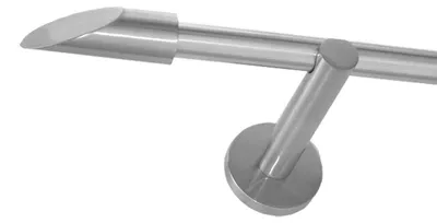 Produktbild von Gardinenstange Set Edelstahl Look Metall Ø 16mm zur Wandbefestigung 1-lauf Modern Schräge, Länge wählbar H12E15