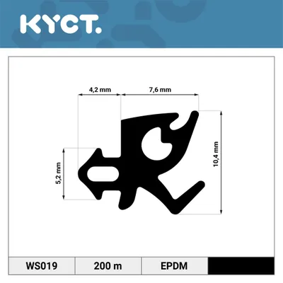 Image de Joint de fenêtre en EPDM noir pour fenêtres et portes en PVC - Joint en caoutchouc WS019, 200 m