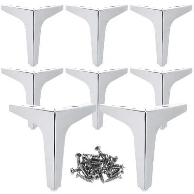 Produktbild von Möbelbeine Metall 15 cm - Möbelbeine Set von 8 - Schrankbeine - Belastbar bis 800 kg - Dreieckig - Inklusive 40 Schrauben - Möbelfüße