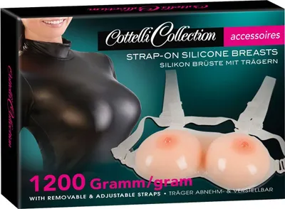 Obrázek produktu pro Cottelli ACCESSOIRES - Silikonová realistická prsa s popruhem 1200 g