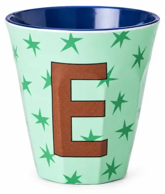 Produktbild von Kinderbecher Melamin 250ml Grün Mint - Becher Sterne Buchstabe E, KI-generiertes Bild
