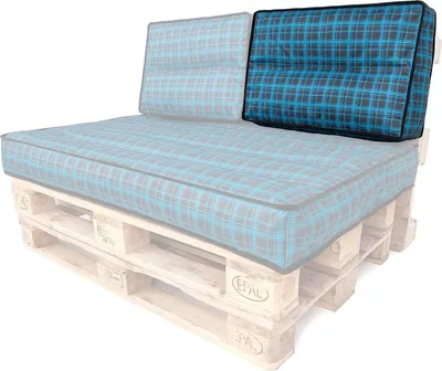 Immagine prodotto di Cuscino per pallet schienale 60x40 cm sfoderabile impermeabile Cuscini per pallet Cuscini da giardino Cuscini per pallet da esterno Blu a scacchiera