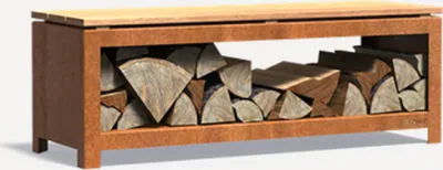 Produktbild von Adezz Holzlager Logg Bank Cortenstahl 1200x400x424 mm