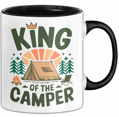 Produktbild von Camper Camping Tasse Geschenk Lustige Geschenkidee Spruch Kinf OF The Camper (Schwarz)