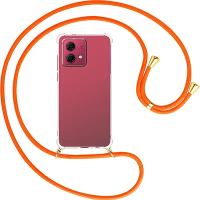 Produktbild von Handykette Backcover-Schutzhülle mit Band (Metall goldfarben) für Motorola Moto G84 5G (6.5'') - neonorange