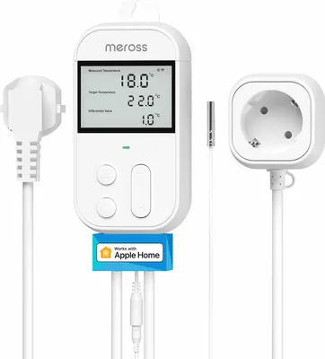 Produktbild von Meross MTS960HK Smarte Steckdose mit Thermostat / Temperaturregler, HomeKit, WLAN