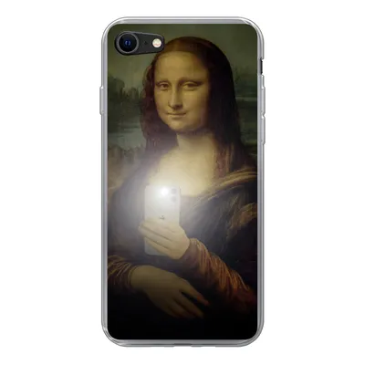 Produktbild von MuchoWow® Handyhülle Schutzhülle Hülle für iPhone SE 2020 Mona Lisa - Da Vinci - Telefon Silikon Softcase Handy Hülle - Kartenbesitzer