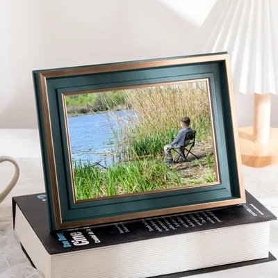 Productafbeelding van A4 fotolijst, 13x18 cm, MDF, acryl, groen, geschikt voor tafel en wand