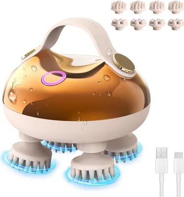 Produktbild von Kopfmassage elektrisch, Kopfhaut-Massagegerät IPX7 wasserdicht mit 8 Massageköpfen und 3 Massagemodi, handliches Kopfmassagegerät für Entspannung