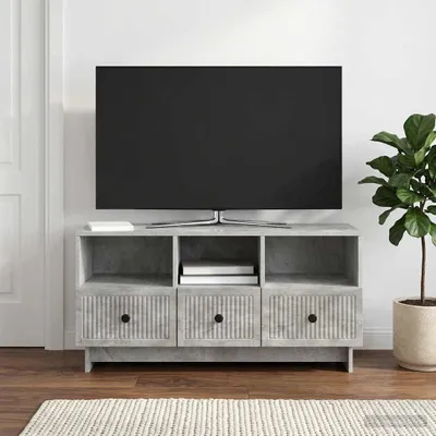 Image de Meuble TV vidaXL, gris béton, 102 x 34,5 x 50 cm, aggloméré