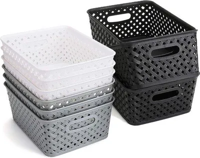 Image de Boîtes de rangement Famanu, lot de 9 pièces - Noir/Gris/Blanc