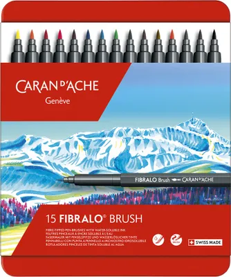 Produktbild von CARAN D'ACHE Fasermaler FIBRALO Brush 15er Metalletui