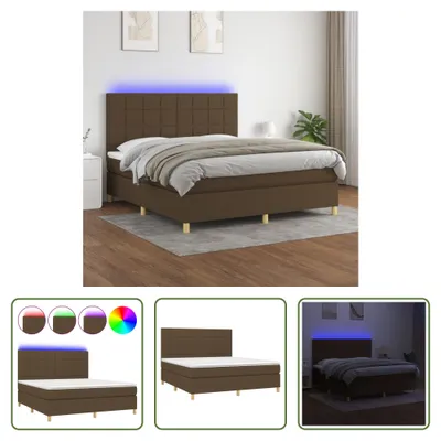 Produktbild von The Living Store Boxspringbett mit Matratze & LED Dunkelbraun 180x200 cm Stoff