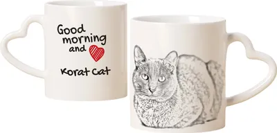 Immagine prodotto di Tazza Korat con gatto, graziosa tazza con manico a forma di cuore, regalo universale del marchio Art-Dog