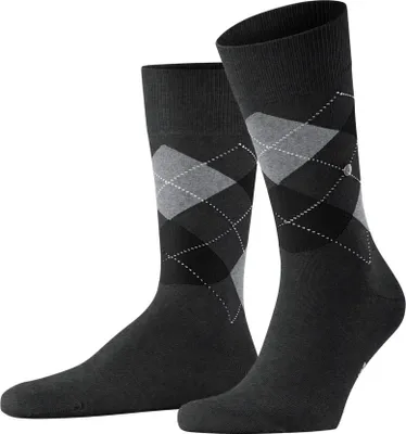 Immagine prodotto di Calze Burlington da uomo - King, cotone, motivo a rombi, emblema del logo antracite/grigio 40-46