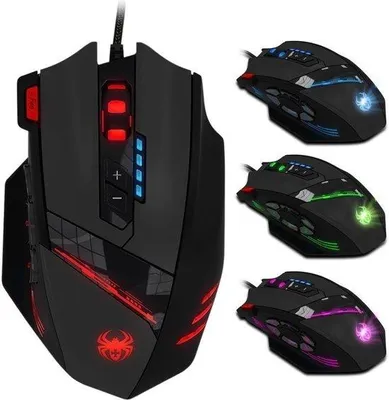 Zdjęcie produktu dla Gamingowa mysz - czarna - przewodowa, ergonomiczna mysz z 12 programowalnymi przyciskami - do laptopów i komputerów PC