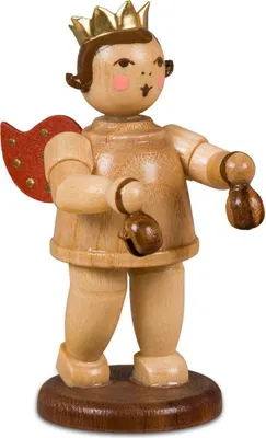 Produktbild von Holzfigur Musikengel mit Kastagnetten und Krone Höhe 6,5cm NEU